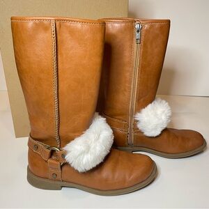 UGG Brown Girls Tall Boots with detachable fur accents. ** Rare** Kids Size 1